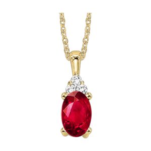 10K YG 1/50 ct. tw. Diamond & 3/8 ct. tw. Oval Ruby Pendant