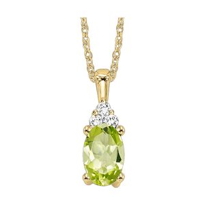 10K YG 1/50 ct. tw. Diamond & 1/2 ct. tw. Oval Peridot Pendant