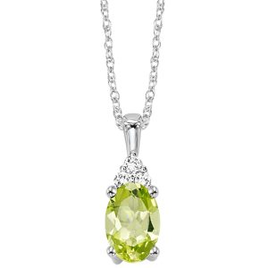 10K WG 1/50 ct. tw. Diamond & 1/2 ct. tw. Oval Peridot Pendant