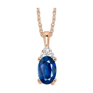 10K RG 1/50 ct. tw. Diamond & 1/2 ct. tw. Oval Sapphire Pendant