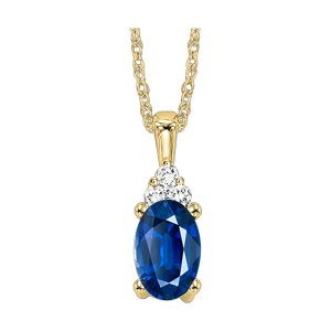 10K YG 1/50 ct. tw. Diamond & 1/2 ct. tw. Oval Sapphire Pendant