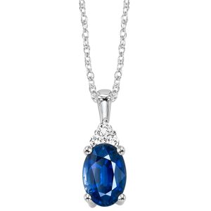 10K WG 1/50 ct. tw. Diamond & 3/8 ct. tw. Oval Sapphire Pendant