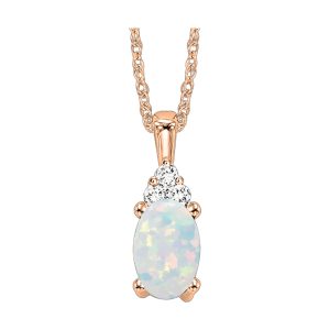 10K RG 1/50 ct. tw. Diamond & 1/2 ct. tw. Oval Opal Pendant