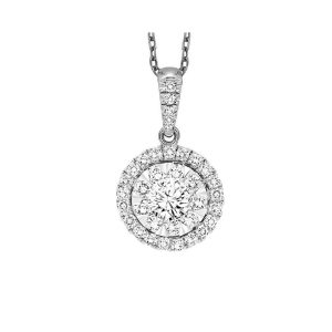 14K WG 1/2 ct. tw. Diamond Halo Composite Pendant