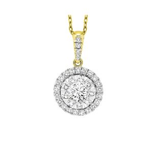 14K YG 1/2 ct. tw. Diamond Halo Composite Pendant