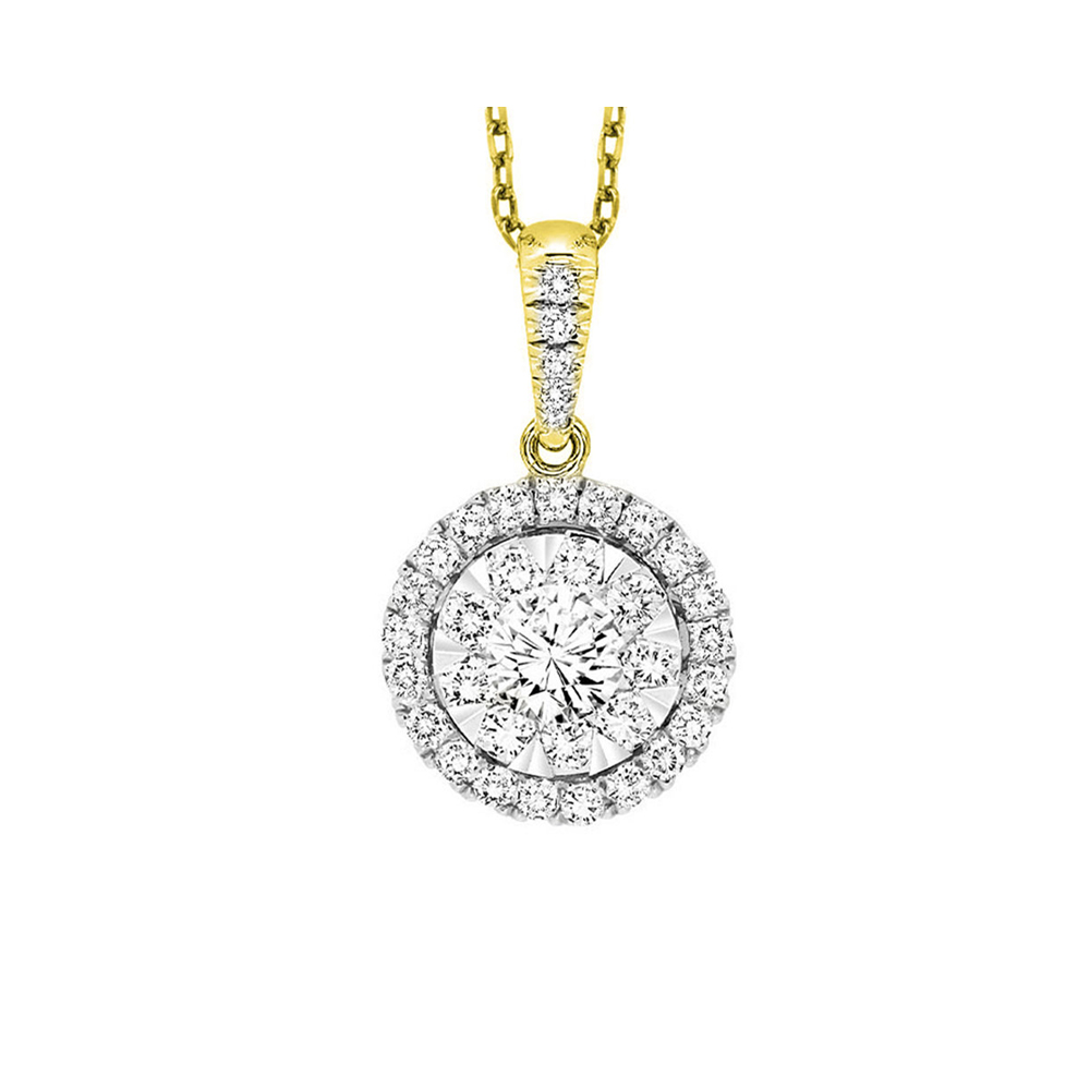 14K YG 1/2 ct. tw. Diamond Halo Composite Pendant