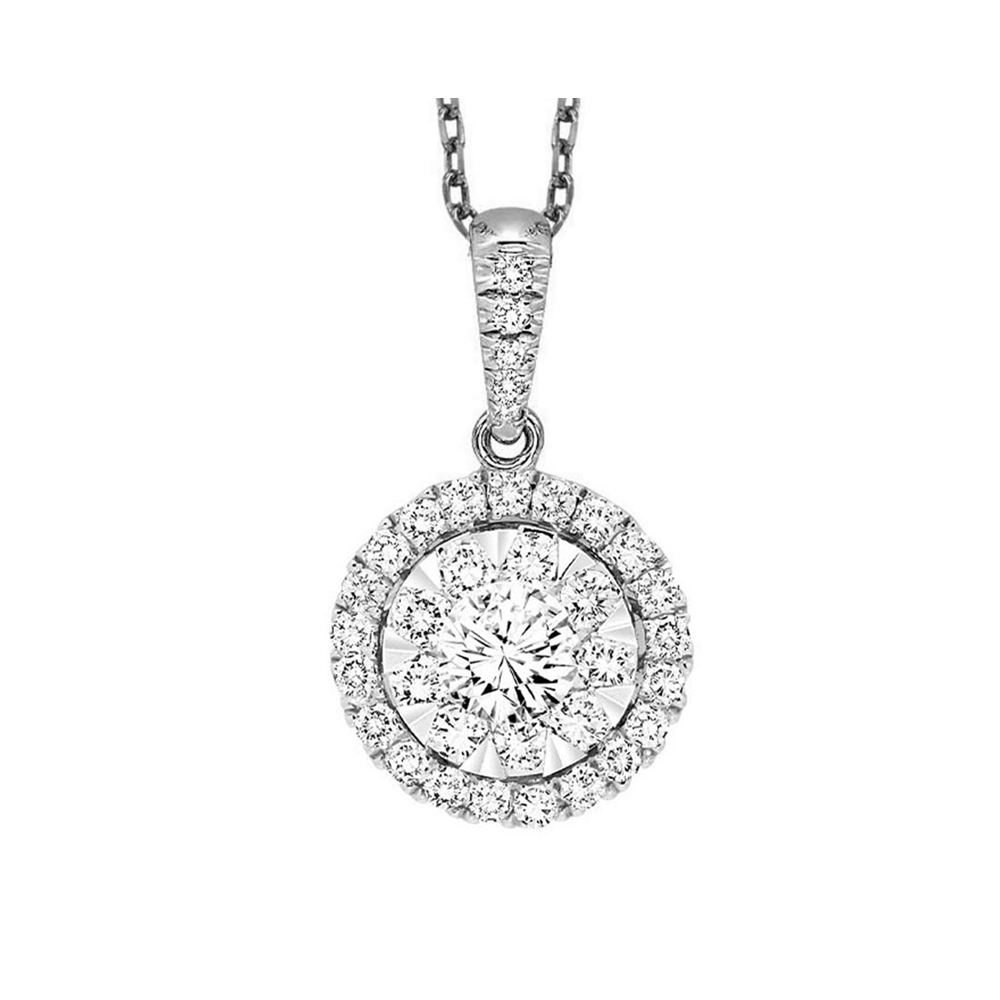 14K WG 3/4 ct. tw. Diamond Halo Composite Pendant