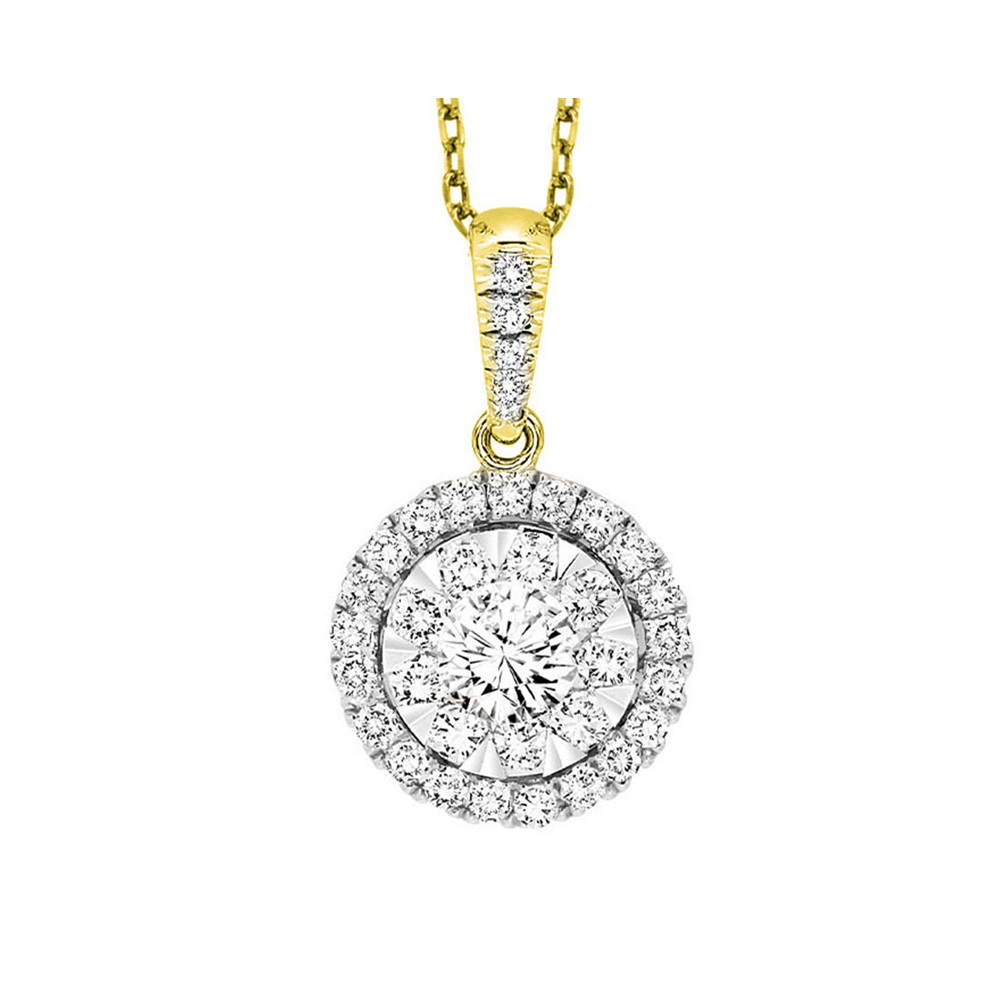 14K YG 3/4 ct. tw. Diamond Halo Composite Pendant