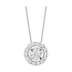 14K WG 1/4 ct. tw. Diamond Halo Pendant