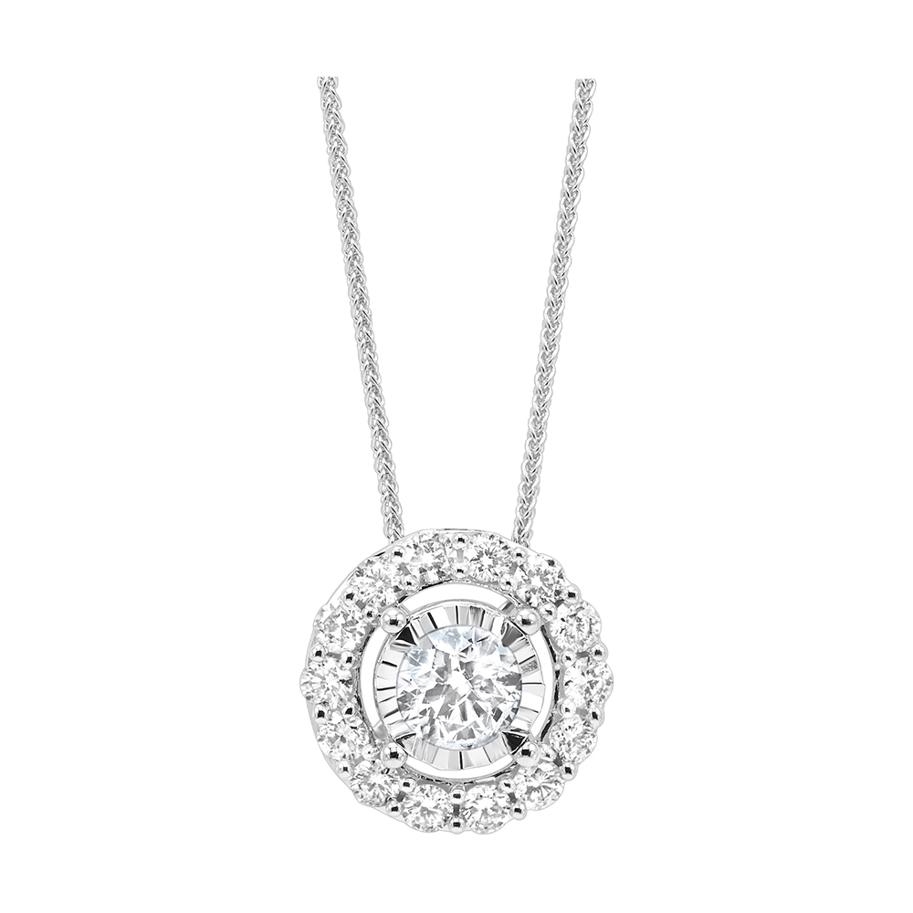 14K WG 1/3 ct. tw. Diamond Halo Pendant