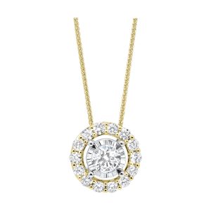 14K YG 1/3 ct. tw. Diamond Halo Pendant