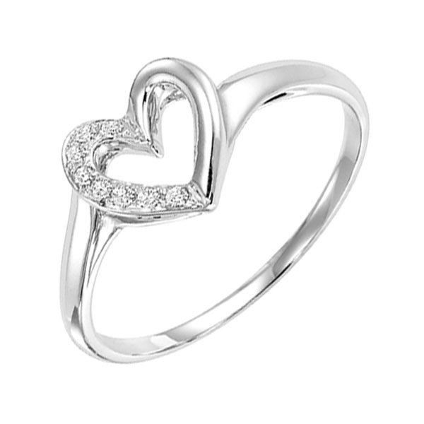 10K WG 1/50 ct. tw. Diamond Heart Ring