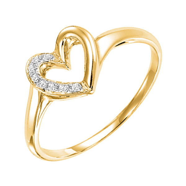 10K YG 1/50 ct. tw. Diamond Heart Ring