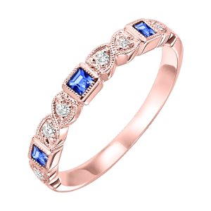 10K RG 1/12 ct. tw. Diamond & 1/8 ct. tw. Sapphire Alternating Stackable Ring