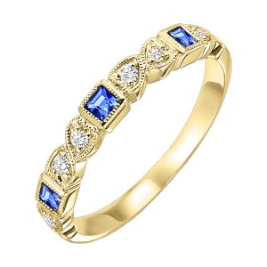10K YG 1/12 ct. tw. Diamond & 1/8 ct. tw. Sapphire Alternating Stackable Ring