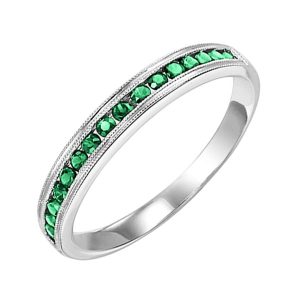10K WG 1/3 ct. tw. Emerald Stackable Ring