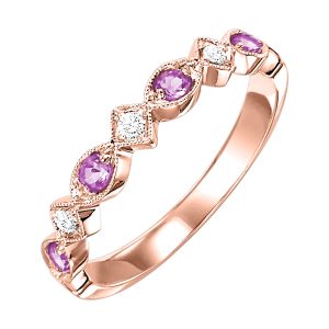 10K RG 1/20 ct. tw. Diamond & 1/6 ct. tw. Pink Sapphire Alternating Stackable Ring