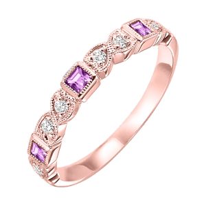 10K RG 1/12 ct. tw. Diamond & 1/6 ct. tw. Pink Sapphire Alternating Stackable Ring