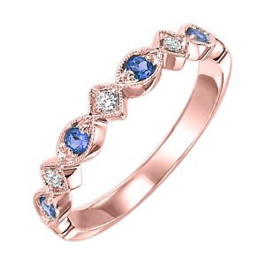 10K RG 1/20 ct. tw. Diamond & 1/6 ct. tw. Sapphire Alternating Stackable Ring