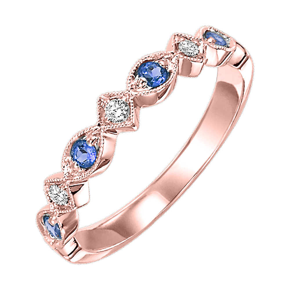 10K RG 1/20 ct. tw. Diamond & 1/6 ct. tw. Sapphire Alternating Stackable Ring