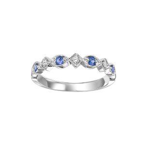10K WG 1/20 ct. tw. Diamond & 1/6 ct. tw. Sapphire Alternating Stackable Ring