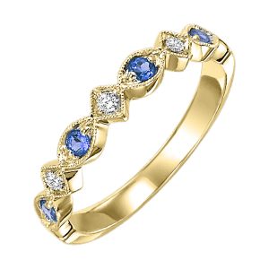 10K YG 1/20 ct. tw. Diamond & 1/6 ct. tw. Sapphire Alternating Stackable Ring