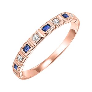 10K RG 1/15 ct. tw. Diamond & 1/8 ct. tw. Sapphire Alternating Stackable Ring