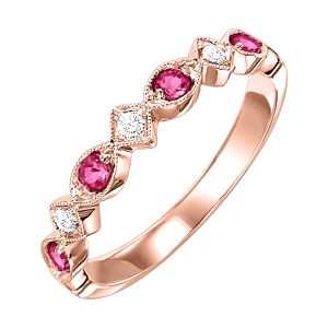 10K RG 1/20 ct. tw. Diamond & 1/6 ct. tw. Ruby Alternating Stackable Ring