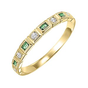 14K YG 1/10 ct. tw. Diamond & 1/8 ct. tw. Emerald Alternating Stackable Ring