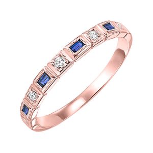 14K RG 1/12 ct. tw. Diamond & 1/8 ct. tw. Sapphire Alternating Stackable Ring