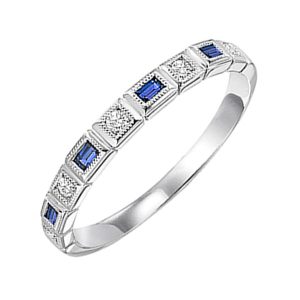 14K WG 1/12 ct. tw. Diamond & 1/8 ct. tw. Sapphire Alternating Stackable Ring