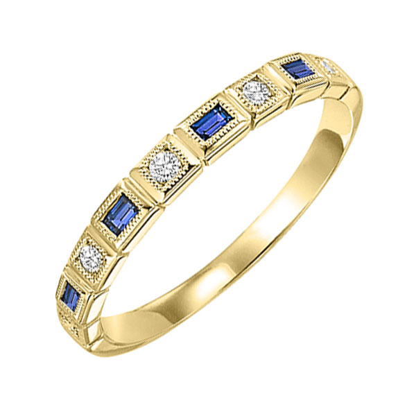 14K YG 1/12 ct. tw. Diamond & 1/8 ct. tw. Sapphire Alternating Stackable Ring