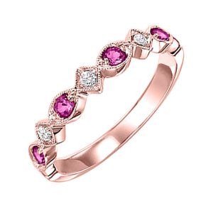 14K RG 1/20 ct. tw. Diamond & 1/6 ct. tw. Ruby Alternating Stackable Ring