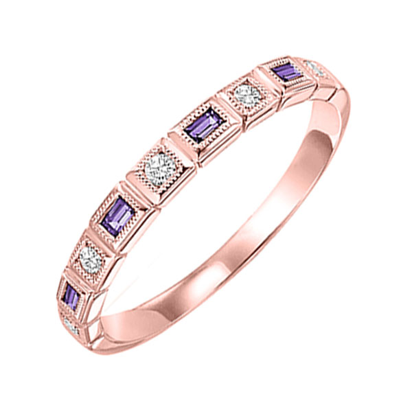 10K RG 1/10 ct. tw. Diamond & 1/8 ct. tw. Amethyst Alternating Stackable Ring