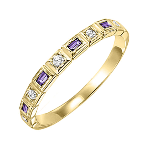10K YG 1/10 ct. tw. Diamond & 1/8 ct. tw. Amethyst Alternating Stackable Ring