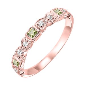 10K RG 1/12 ct. tw. Diamond & 1/7 ct. tw. Peridot Alternating Stackable Ring