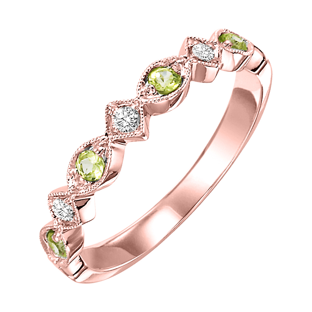 10K RG 1/20 ct. tw. Diamond & 1/6 ct. tw. Peridot Alternating Stackable Ring