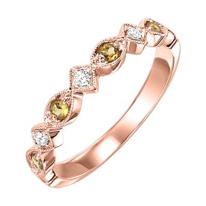 10K RG 1/20 ct. tw. Diamond & 1/6 ct. tw. Citrine Alternating Stackable Ring