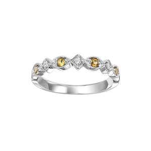 10K WG 1/20 ct. tw. Diamond & 1/6 ct. tw. Citrine Alternating Stackable Ring