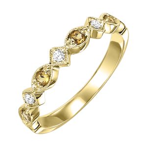 10K YG 1/20 ct. tw. Diamond & 1/6 ct. tw. Citrine Alternating Stackable Ring