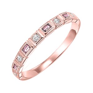 14K RG 1/12 ct. tw. Diamond & 1/8 ct. tw. Pink Tourmaline Alternating Stackable Ring