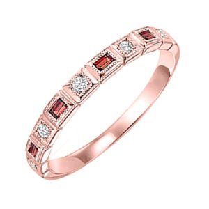 14K RG 1/12 ct. tw. Diamond & 1/6 ct. tw. Garnet Alternating Stackable Ring