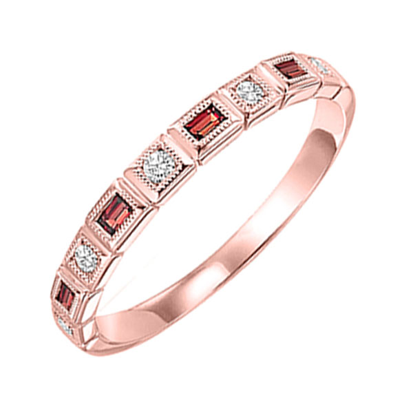 14K RG 1/12 ct. tw. Diamond & 1/6 ct. tw. Garnet Alternating Stackable Ring