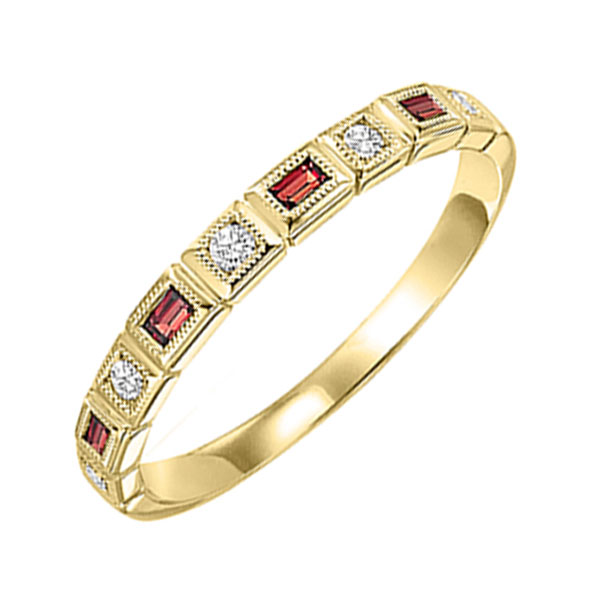 14K YG 1/12 ct. tw. Diamond & 1/6 ct. tw. Garnet Alternating Stackable Ring