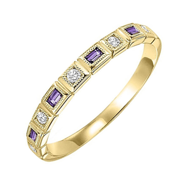 14K YG 1/12 ct. tw. Diamond & 1/7 ct. tw. Amethyst Alternating Stackable Ring