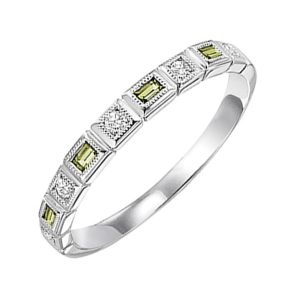 14K WG 1/12 ct. tw. Diamond & 1/7 ct. tw. Peridot Alternating Stackable Ring