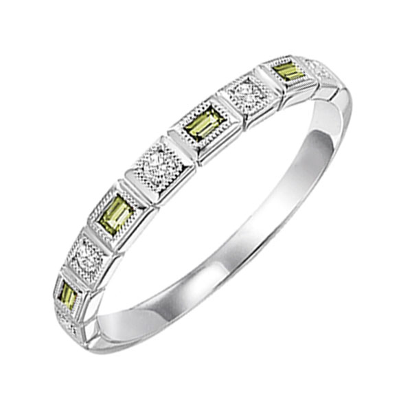 14K WG 1/12 ct. tw. Diamond & 1/7 ct. tw. Peridot Alternating Stackable Ring