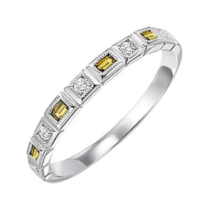 14K WG 1/10 ct. tw. Diamond & 1/8 ct. tw. Citrine Alternating Stackable Ring