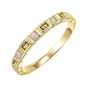 14K YG 1/10 ct. tw. Diamond & 1/8 ct. tw. Citrine Alternating Stackable Ring