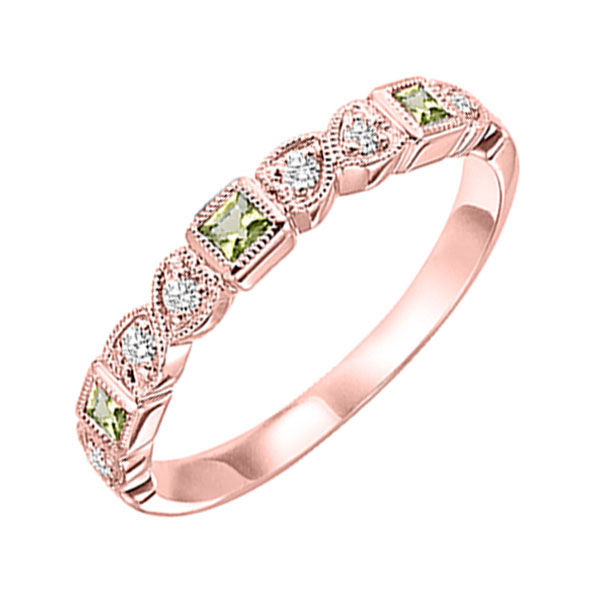 14K RG 1/12 ct. tw. Diamond & 1/7 ct. tw. Peridot Alternating Stackable Ring